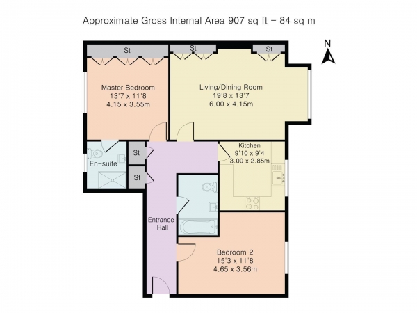 Floor Plan Image for 2 Bedroom Apartment to Rent in Glasfryn Court, Brickfields, Harrow HA2 0NE