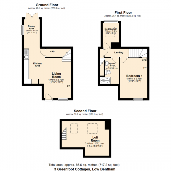 Floor Plan Image for 2 Bedroom Terraced House for Sale in 3 Greenfoot Cottages, Low Bentham