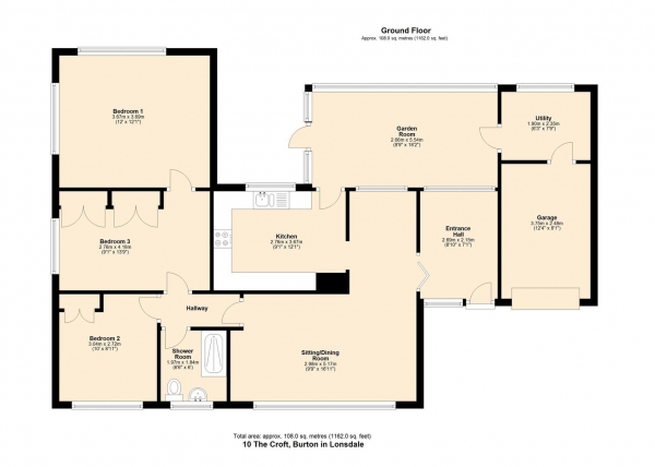 Floor Plan Image for 2 Bedroom Detached Bungalow for Sale in 10 The Croft, Burton In Lonsdale