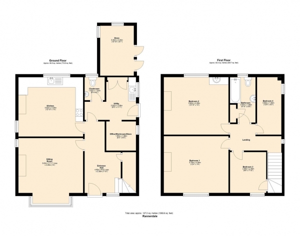 Floor Plan for 4 Bedroom Detached House for Sale in Rannerdale, Bentham, LA2, 7BS - OIRO &pound450,000