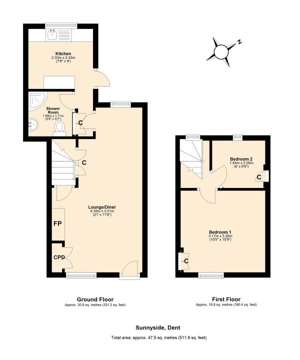 Floor Plan Image for 2 Bedroom Cottage for Sale in Sunnyside, Dent