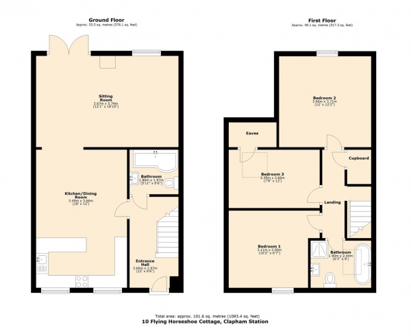 Floor Plan Image for 3 Bedroom Terraced House for Sale in 10 Flying Horseshoe Cottage, Clapham