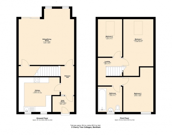 Floor Plan Image for 3 Bedroom Terraced House for Sale in 2 Cherry Tree Cottages