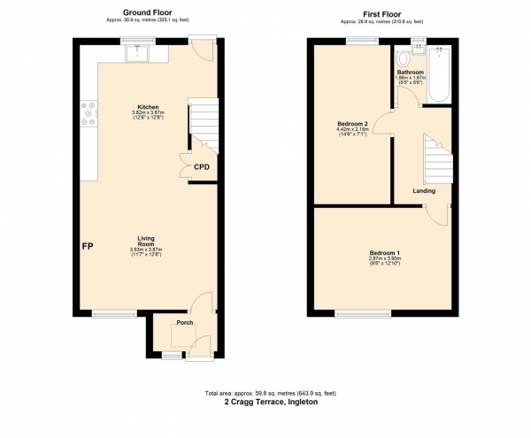 Floor Plan Image for 2 Bedroom Terraced House for Sale in 2 Cragg Terrace, Ingleton