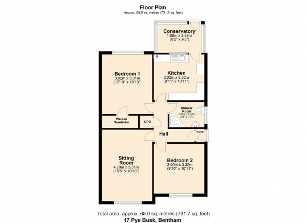 Floor Plan Image for 2 Bedroom Detached Bungalow for Sale in 17 Pye Busk Close, Bentham