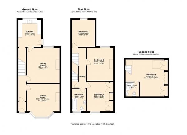 Floor Plan Image for 4 Bedroom Terraced House for Sale in 28 Springfield Terrace, Bentham