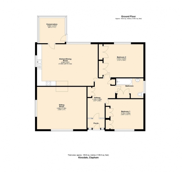 Floor Plan Image for 2 Bedroom Detached Bungalow for Sale in Kinsdale, Cross Haw Lane, Clapham.