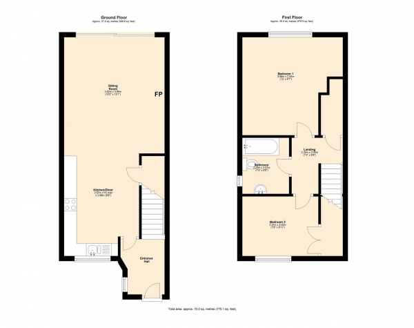 Floor Plan Image for 2 Bedroom Terraced House for Sale in 10 Millwood, Ingleton