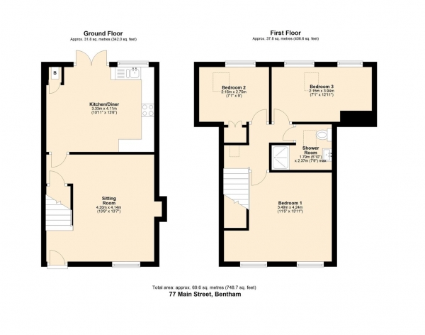 Floor Plan Image for 3 Bedroom Terraced House for Sale in 77 Main Street, Bentham