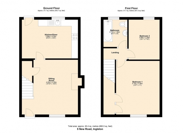 Floor Plan Image for 2 Bedroom Property for Sale in 5 New Road, Ingleton