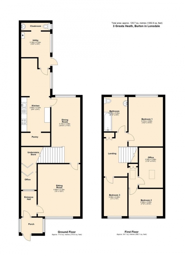 Floor Plan Image for 4 Bedroom Terraced House for Sale in 3 Greta Heath, Burton In Lonsdale