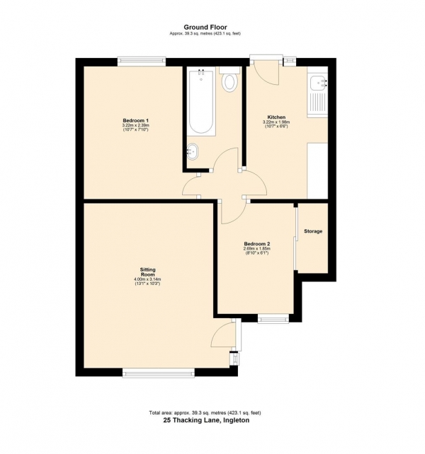 Floor Plan Image for 2 Bedroom Flat for Sale in 25 Thacking Lane, Ingleton