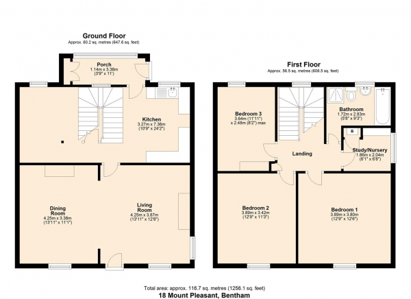 Floor Plan Image for 3 Bedroom Semi-Detached House for Sale in 18 Mount Pleasant Terrace, Bentham