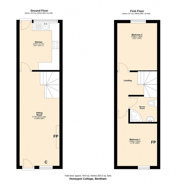 Floor Plan Image for 2 Bedroom Cottage for Sale in Honeypot Cottage, 3 Police Yard, Bentham