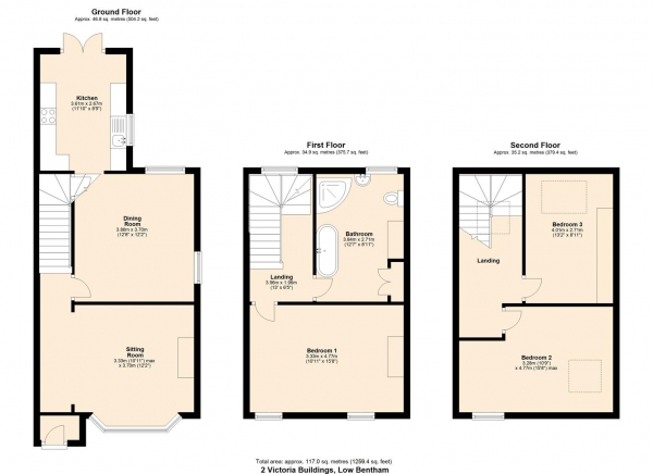 Floor Plan Image for 3 Bedroom Terraced House for Sale in 2 Victoria Buildings, Lower Bentham