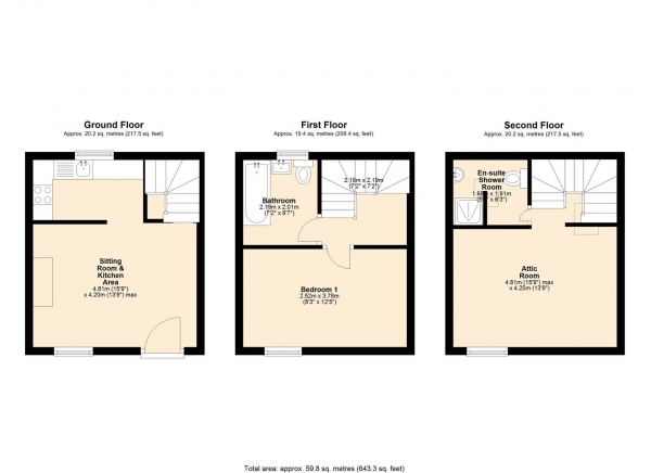 Floor Plan Image for 2 Bedroom Terraced House for Sale in Duck Cottage, Mill Lane, Lower Bentham.