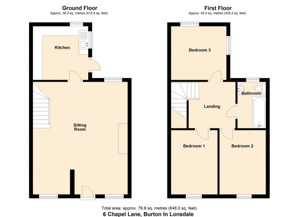 Floor Plan Image for 3 Bedroom Property for Sale in 6 Chapel Lane, Burton In Lonsdale, Carnforth