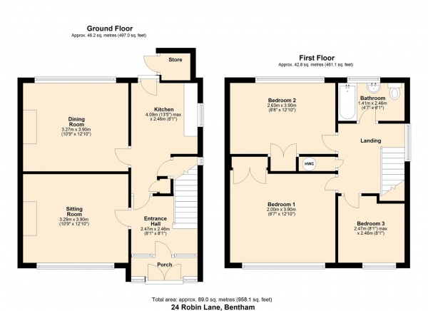 Floor Plan Image for 3 Bedroom Semi-Detached House for Sale in 24 Robin Lane, Bentham.