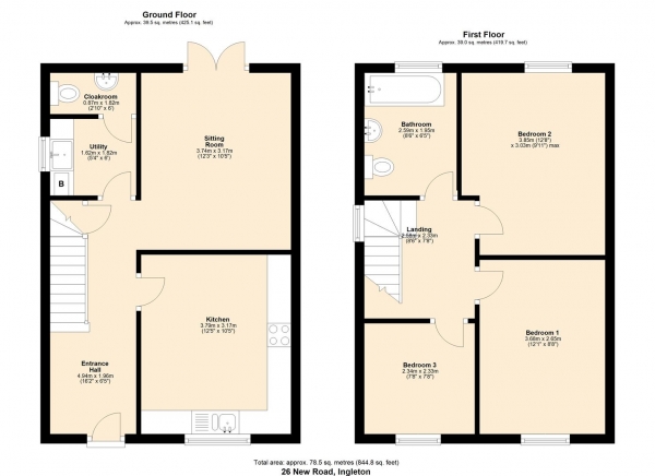 Floor Plan Image for 3 Bedroom Property for Sale in 26 New Road, Ingleton, Carnforth