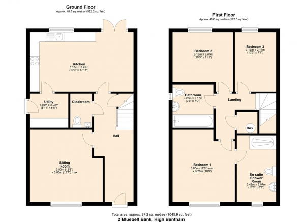 Floor Plan Image for 3 Bedroom Semi-Detached House for Sale in 2 Bluebell Bank, High Bentham