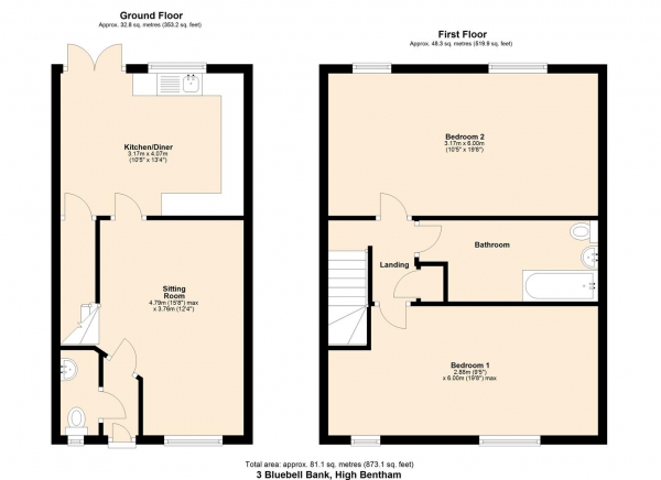 Floor Plan Image for 2 Bedroom Property for Sale in 3 Bluebell Bank, High Bentham