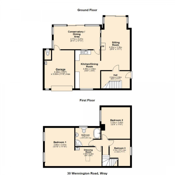 Floor Plan Image for 3 Bedroom Detached House for Sale in The Birches, Wray