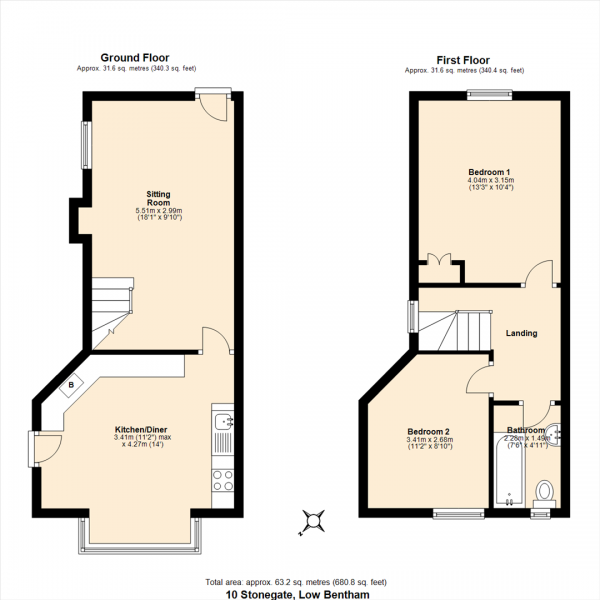 Floor Plan Image for 2 Bedroom Property for Sale in 10 Stonegate Cottage, Lower Bentham