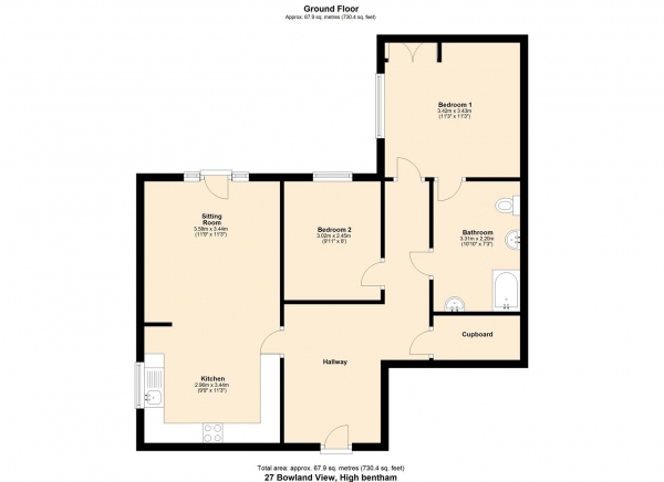 Floor Plan Image for 2 Bedroom Apartment for Sale in 27 Bowland View, Bentham