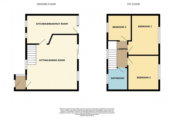 Floor Plan for 3 Bedroom Terraced House to Rent in Hailsham, BN27, 2DJ - £288 pw | £1250 pcm