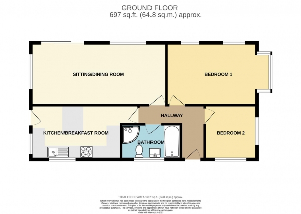 Floor Plan Image for 2 Bedroom Detached Bungalow to Rent in Westfield Road, Eastbourne