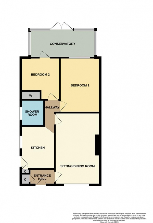 Floor Plan for 2 Bedroom Semi-Detached Bungalow for Sale in Old Orchard Place, Hailsham, BN27, 3HY - OIRO &pound285,000