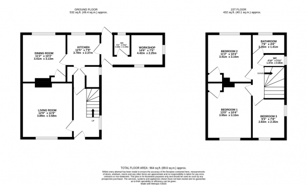 Floor Plan Image for 3 Bedroom Semi-Detached House for Sale in Upper Horsebridge, Hailsham