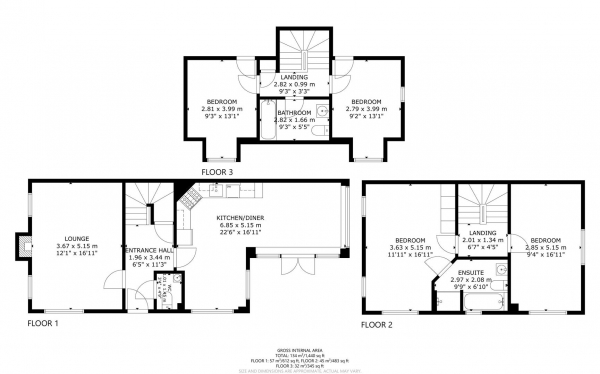 Floor Plan Image for 4 Bedroom Semi-Detached House for Sale in Hawksley Crescent, Hailsham