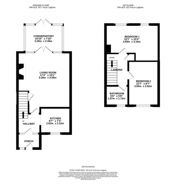 Floor Plan for 2 Bedroom Terraced House for Sale in Wilton Avenue, Eastbourne, BN22, 9HT - OIRO &pound240,000