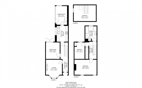 Floor Plan for 3 Bedroom Semi-Detached House for Sale in Ersham Road, Hailsham, BN27, 3LD - OIRO &pound350,000