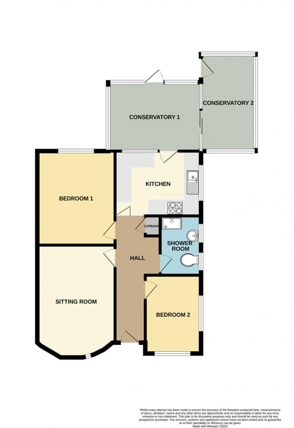 Floor Plan Image for 2 Bedroom Semi-Detached Bungalow to Rent in Sandbanks Close, Hailsham