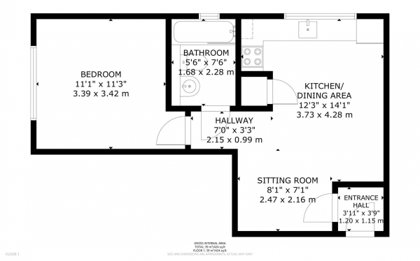 Floor Plan Image for 1 Bedroom Apartment for Sale in Alexandra House, West End, Herstmonceux