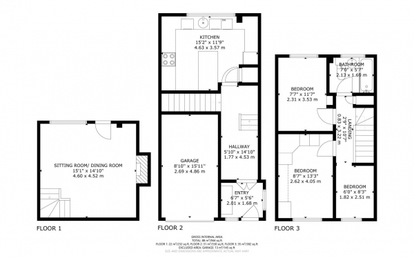 Floor Plan Image for 3 Bedroom End of Terrace House for Sale in Wren Close, Heathfield