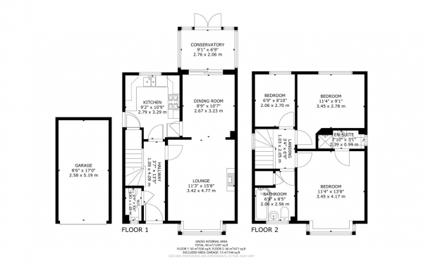 Floor Plan Image for 3 Bedroom Detached House for Sale in Woburn Close, Hailsham