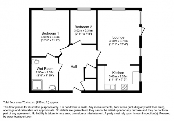 Floor Plan for 2 Bedroom Retirement Property for Sale in Binder Lane, Hailsham, BN27, 1FA - OIRO &pound155,000