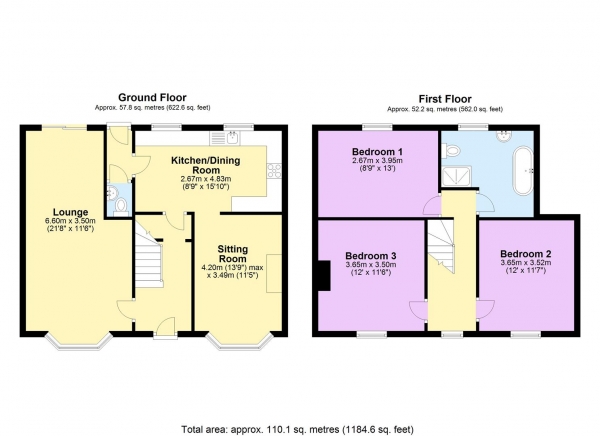 Floor Plan for 3 Bedroom Detached House for Sale in Main Road, Wyre Piddle, Pershore, WR10, 2HU - Offers Over &pound460,000