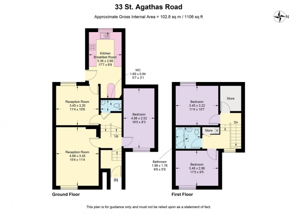 Floor Plan for 3 Bedroom Terraced House for Sale in St. Agathas Road, Pershore, WR10, 1DG - Guide Price &pound220,000