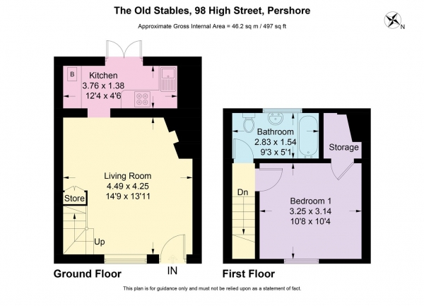 Floor Plan for 1 Bedroom Cottage for Sale in High Street, Pershore, WR10, 1EA - Guide Price &pound185,000