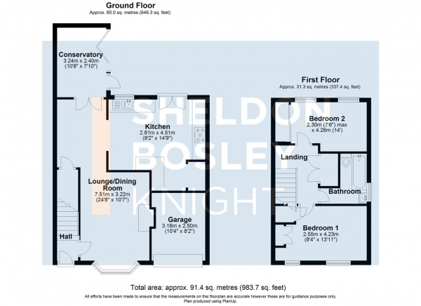 Floor Plan for 2 Bedroom Property for Sale in Rainthorpe Avenue, Worcester, WR5, 3QT - Guide Price &pound295,000