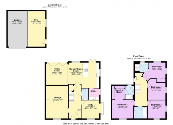 Floor Plan for 4 Bedroom Detached House for Sale in Dowling Drive, Pershore, WR10, 3EF - Guide Price &pound600,000