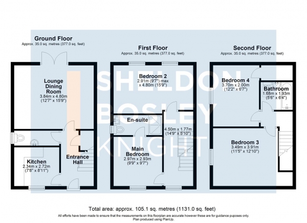 Floor Plan Image for 4 Bedroom Town House for Sale in Worcester Road, Pershore