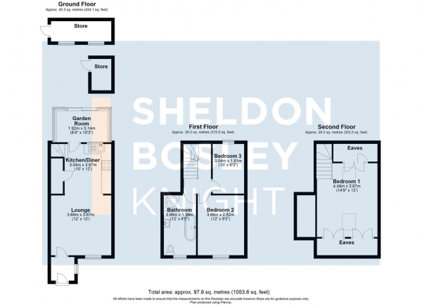 Floor Plan for 3 Bedroom Terraced House for Sale in New Road, Pershore, WR10, 1BY - Guide Price &pound260,000