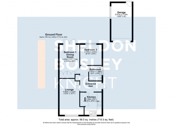 Floor Plan Image for 2 Bedroom Bungalow for Sale in Hawthorne Close, Drakes Broughton, Pershore