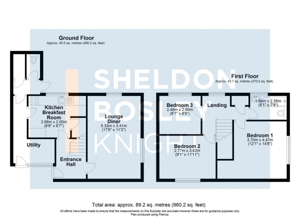 Floor Plan for 3 Bedroom Terraced House for Sale in Mayfield Road, Pershore, WR10, 1NW - Guide Price &pound225,000