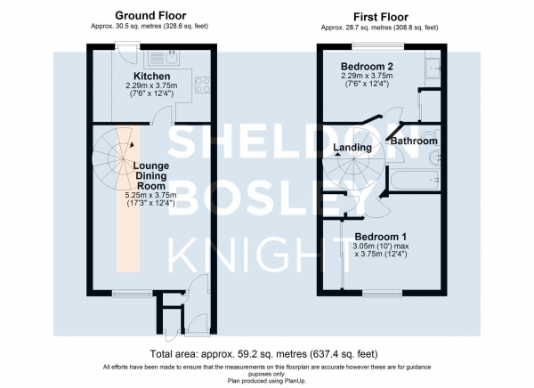 Floor Plan for 2 Bedroom Terraced House for Sale in Rona Gardens, St Peters, Worcester, WR5, 3UH - Guide Price &pound230,000